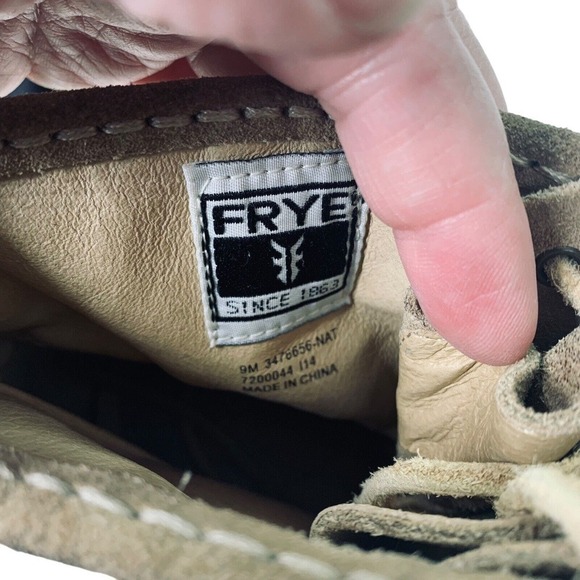Frye Parker Moc Short Natural Oiled Suede Lace-Up Grannie Boot Womens Size 9 - Picture 10 of 11